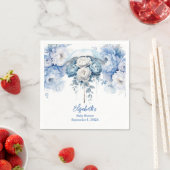 Serviette En Papier Baby shower à parapluies bleu blanc Dusty (En situation)