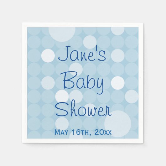 Serviette En Papier Baby shower à points Polka Blue Mod (Devant)
