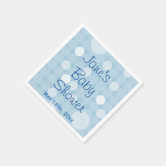 Serviette En Papier Baby shower à points Polka Blue Mod (Coin)
