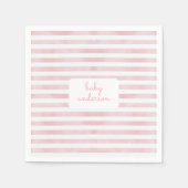 Serviette En Papier Baby shower à rayures roses (Devant)