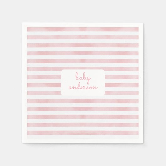 Serviette En Papier Baby shower à rayures roses (Devant)