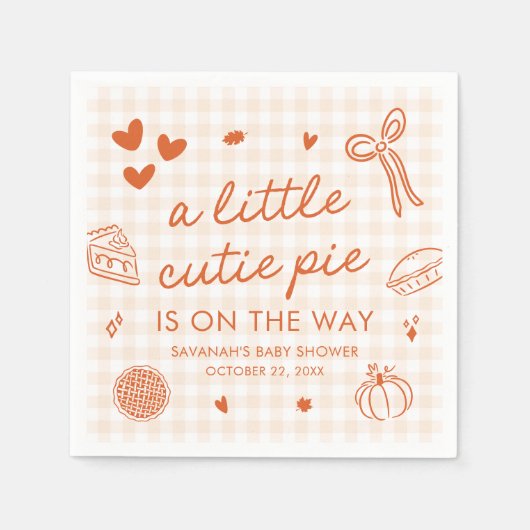 Serviette En Papier Baby shower À Tarte À La Petite Cutie Creusé À La (Devant)