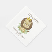 Serviette En Papier Baby shower à thème Baby shower Lion à l'aquarelle (Coin)