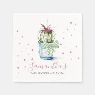 Serviette En Papier Baby shower à thème Cactus rose