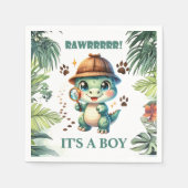Serviette En Papier Baby shower À Thème Cute Dinosaur (Devant)