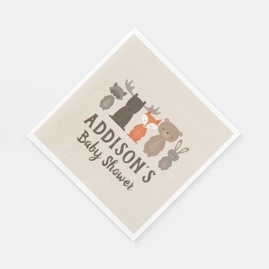 Serviette En Papier Baby shower à thème en bois (Coin)