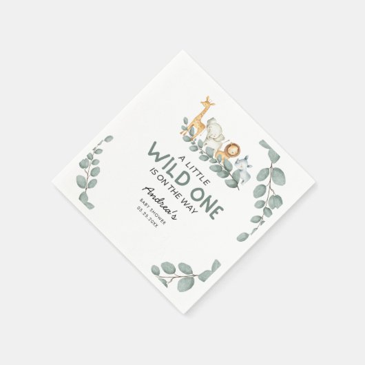 Serviette En Papier Baby shower à thème Wild One Zoo (Coin)