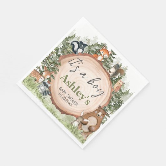 Serviette En Papier Baby shower à tranches de bois (Coin)