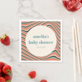 Serviette En Papier Baby shower Abstrait Aqua Peach (En situation)