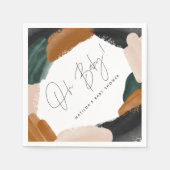 Serviette En Papier Baby shower abstrait en terre cuite verte (Devant)