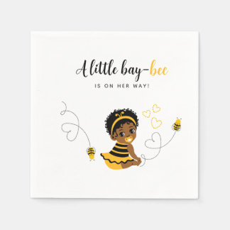 Serviette En Papier Baby Shower Afro-Américain Abeille Jaune Noir 