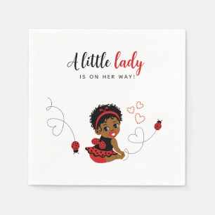 Serviette En Papier Baby Shower Afro-Américain Rouge Ladybug Noire