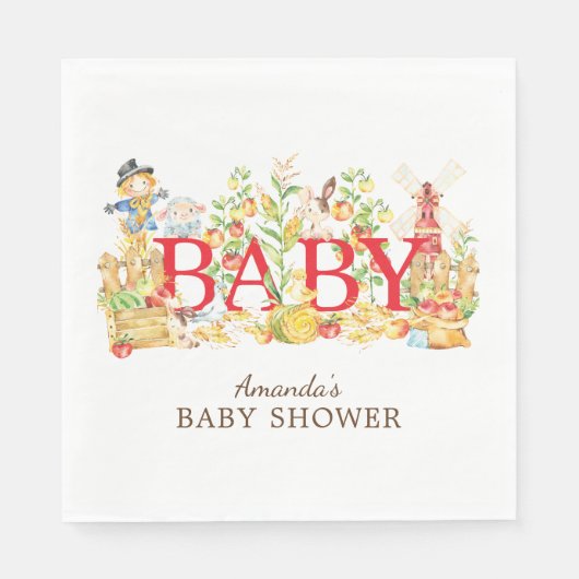 Serviette En Papier Baby shower agricole Papier de (Devant)