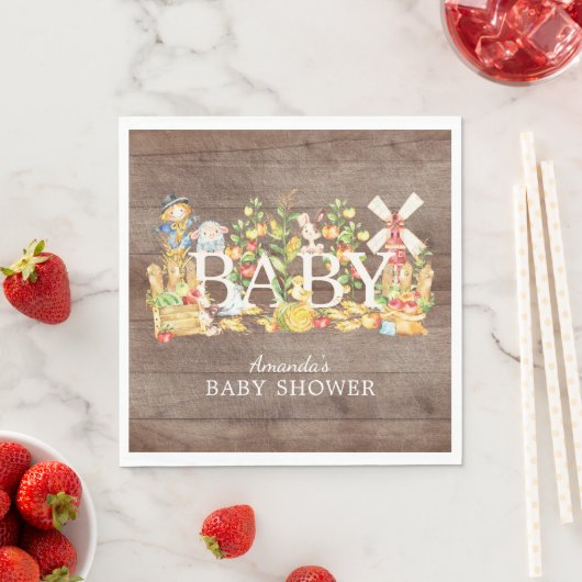 Serviette En Papier Baby shower agricole Papier de  (En situation)