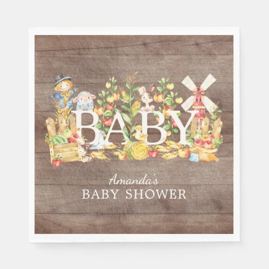 Serviette En Papier Baby shower agricole Papier de  (Devant)