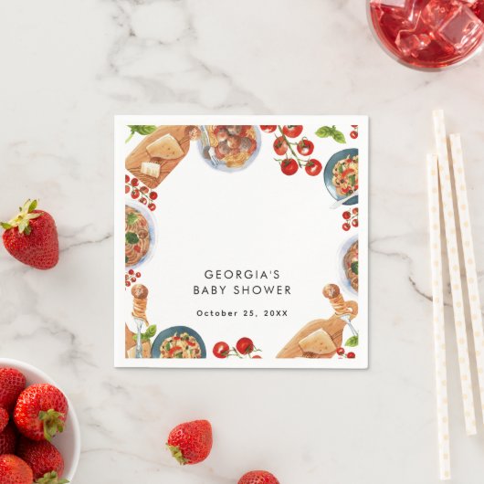 Serviette En Papier Baby shower alimentaire italien (En situation)