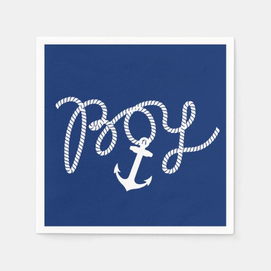 Serviette En Papier Baby shower Ancre nautique bébé garçon (Devant)