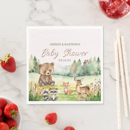 Serviette En Papier Baby shower animal blanc neutre mignon (En situation)