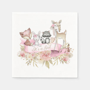 Serviette En Papier Baby shower animal de Girl Woodland