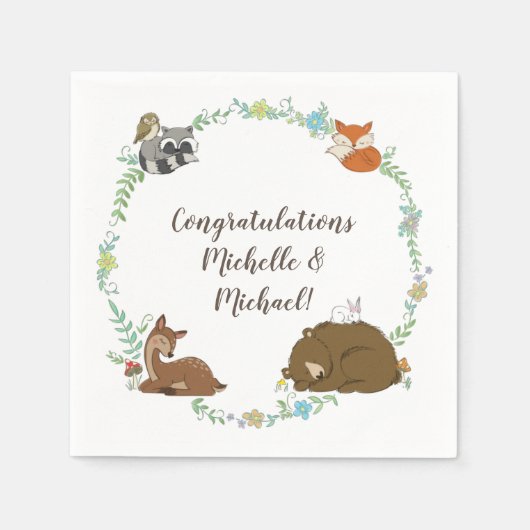 Serviette En Papier Baby shower animal de la forêt (Devant)