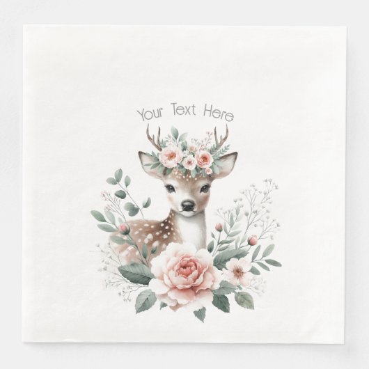 Serviette En Papier Baby shower animal de la forêt de cerfs (Devant)