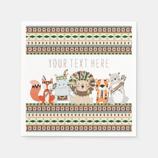 Serviette En Papier Baby shower animal tribal (Devant)