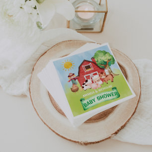 Serviette En Papier baby shower animaux de la ferme