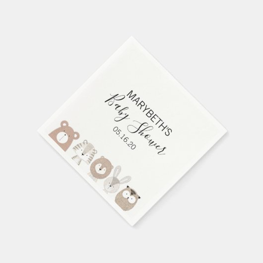 Serviette En Papier Baby shower animaux sauvages mignons serviettes (Coin)
