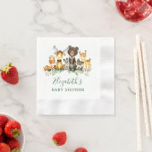 Serviette En Papier Baby shower Aquarelle Bois Animaux (En situation)