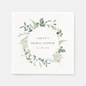 Serviette En Papier Baby Shower Aquarelle Eucalyptus Botanique (Devant)