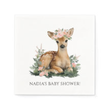 Baby Shower aquarelle Faon d'été