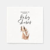 Serviette En Papier Baby shower aquarelle illustration script simple (Devant)