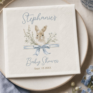 Serviette En Papier Baby Shower aquarelle lapin fleurs sauvages