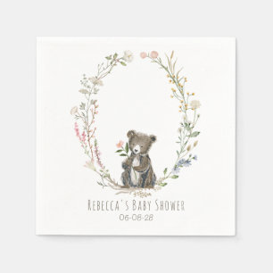 Serviette En Papier Baby Shower aquarelle ours forêt rustique