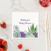 Serviette En Papier Baby shower Aquarelle Succulents (En situation)