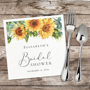 Serviette En Papier Baby Shower Aquarelle Tournesol Eucalyptus