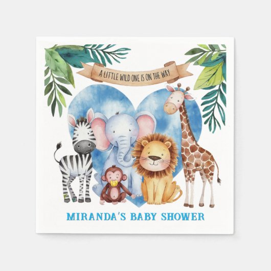 Serviette En Papier Baby shower aquatique Safari Animaux (Devant)
