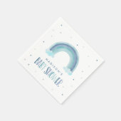 Serviette En Papier Baby shower arc-en-ciel bleu aquarelle (Coin)
