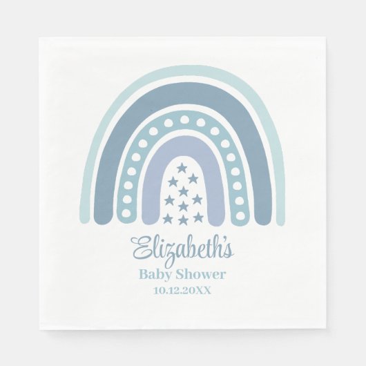 Serviette En Papier Baby shower arc-en-ciel bleu Boho (Devant)
