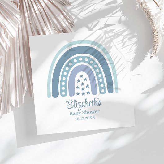 Serviette En Papier Baby shower arc-en-ciel bleu Boho