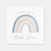 Serviette En Papier Baby shower arc-en-ciel bleu neutre Boho (Devant)