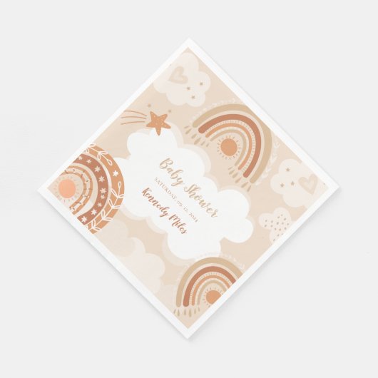 Serviette En Papier Baby shower arc-en-ciel Boho (Coin)