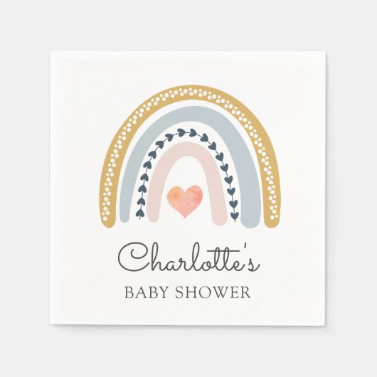 Serviette En Papier Baby shower arc-en-ciel Boho (Devant)