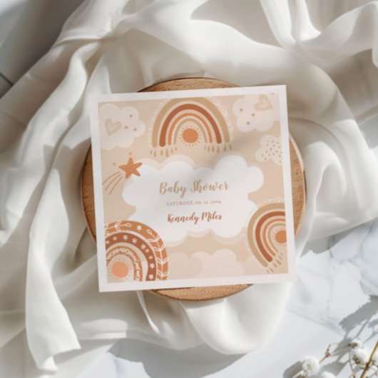 Serviette En Papier Baby shower arc-en-ciel Boho