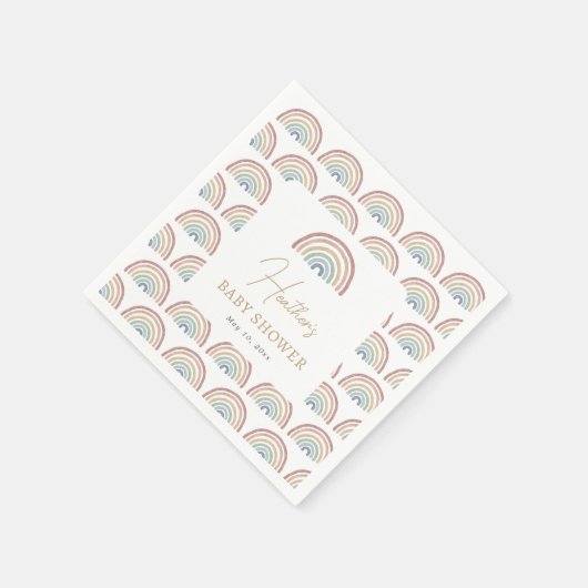 Serviette En Papier Baby shower arc-en-ciel Boho (Coin)