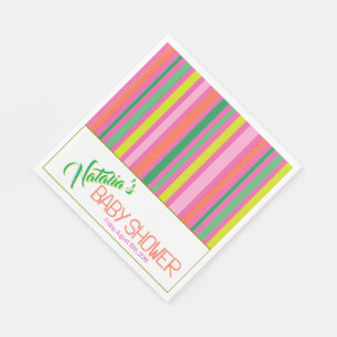 Serviette En Papier Baby Shower Arc-en-Ciel Couleur Rose Bonbon