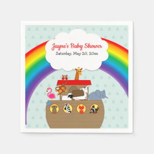 Serviette En Papier Baby shower arc-en-ciel de Noah