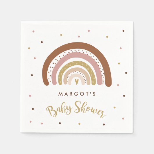 Serviette En Papier Baby shower arc-en-ciel Muet Pastel Papier arc-en- (Devant)