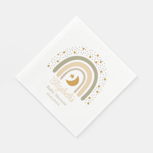 Serviette En Papier Baby shower arc-en-ciel neutre Boho (Coin)