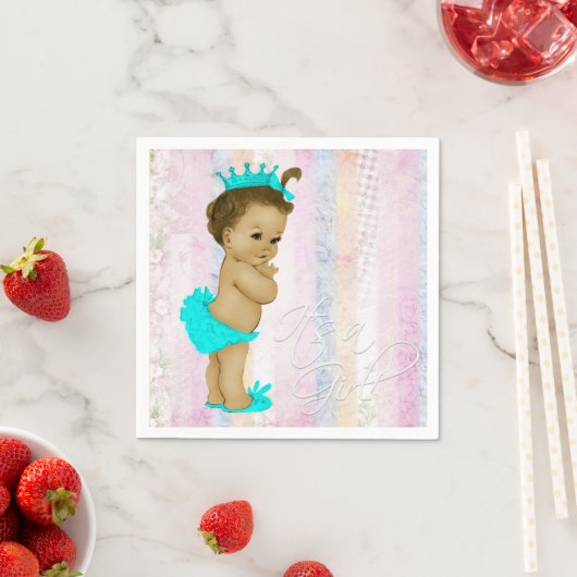 Serviette En Papier Baby shower arc-en-ciel Pastel (En situation)